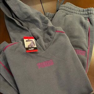 Puma Charcoal and Pink Hoodie Set